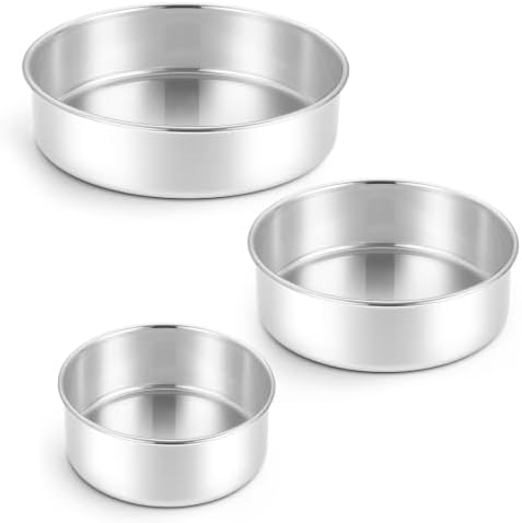 Leonyo 4-6-8 Inch Round Cake Pans Set of 3, Molds Tin for Baking, 2In