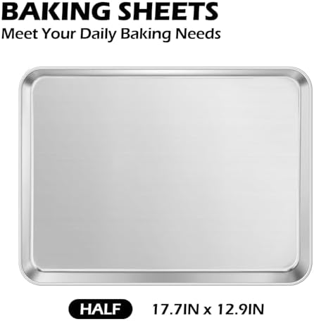 Leonyo Non-Toxic 17x13IN Half Stainless Steel Baking Sheets Pan