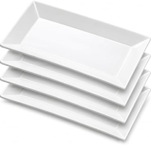 Porcelain Rectangular Dinner Platters, 9.75 Inch Rectangle Serving