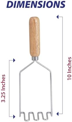 HIC Kitchen Extra-Long Potato Masher, Single-Piece Heavyweight Steel