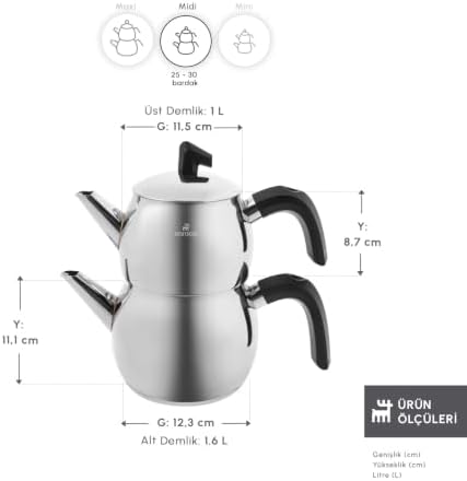Karaca Belinay Teapot Set, 18/10 Stainless Steel