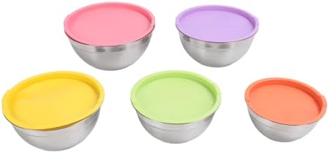 Mixing Bowls Stainless Steel with Lids 5 Sizes Nesting