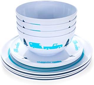 Camco Life is Better at The Campsite Dishware Set | Includes (4) Large