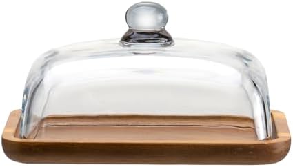 Butter Dish with Lid, Clear Glass Domed Cheese Dish with Handle