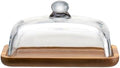 Butter Dish with Lid, Clear Glass Domed Cheese Dish with Handle
