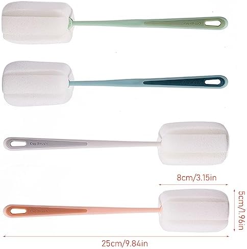 4 PCS Sponge Bottle Brushes, Bottles Scrubber Cleaning Brush with