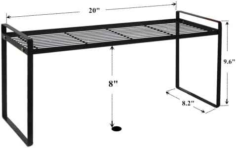 Cabinet Shelf, 20" Kitchen Counter Shelf, Metal Wire Stackable Cupboard Spice Rack, Space Saving Countertop Orgainzer and Storage Rack Shelves for Kitchen Pantry Bathroom