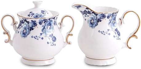 Ceramic Sugar and Creamer Set, 2 Piece Set with Cream Pitcher, Sugar