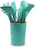 Cheer Collection Silicone Spatula Set, 12 Piece, Aqua