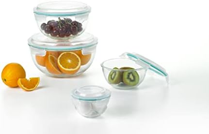 Glasslock Mixing Bowl with Latching Lids 8-Pieces Set – Airtight