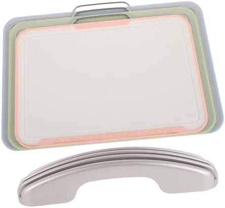 Plastic Cutting Boards Set with Holder, Handles and Juice Grooves