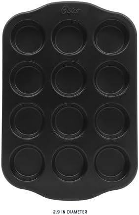 Oster Teston 12-Cup Muffin Pan, Nonstick Carbon Steel Cupcake Baking