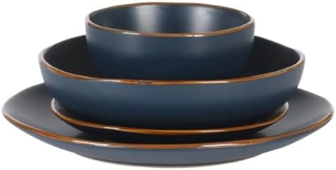 Gibson Home Hazeltine 16-Piece Navy Blue Stoneware Dinnerware Set