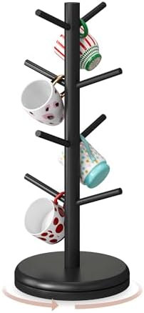 STDDRE Mug Holder Tree 360° Rotated Mug Tree Coffee Cup Holder Bamboo