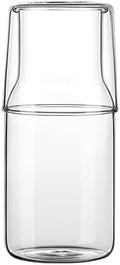 ZILJJ 17 oz/500ml Bedside Water Carafe and Glass Set with Cup, Clear
