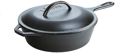 Lodge Pre-Seasoned Cast Iron Deep Skillet with Lid, 3 Quart
