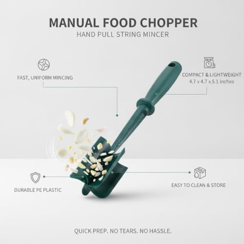 Effortless Veggie Prep: Manual Pull-String Food Chopper for Onions &