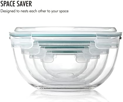 Glasslock Mixing Bowl with Latching Lids 8-Pieces Set – Airtight