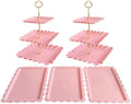 5 Pcs Cupcake Stand Set - Pink Plastic Dessert Table Display Set