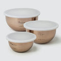 1.5Qt, 3Qt, 5Qt, Copper Tone Stainless Steel Mixing Bowl Set w/Plastic