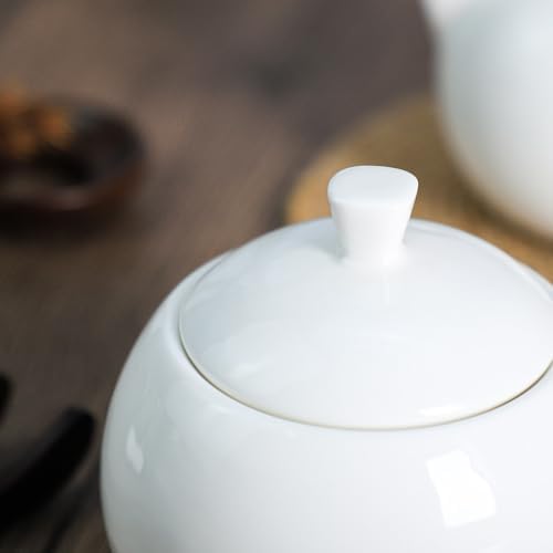 Pure White Porcelain Sugar Bowl and Creamer Set with Lid Creamer