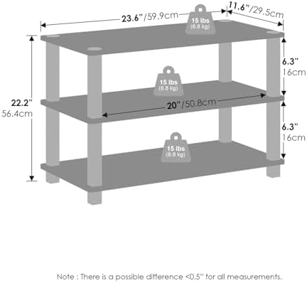 Furinno Turn-S-Tube 3-Tier Shelves, Set of 2, Amber Pine