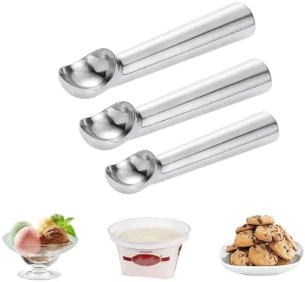 3Pcs Ice Cream Scoop,Heavy Duty Aluminum Alloy Cookie Scoop Set with