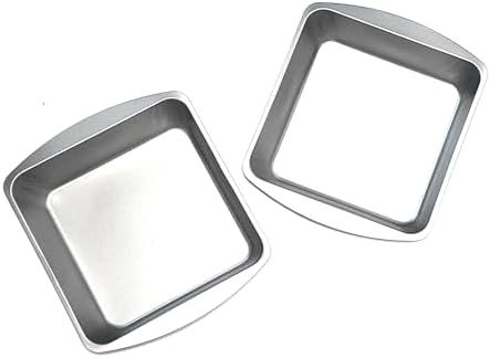 Square Metal Cake Pans, Silver Aluminum Bakeware Set, 2 Piece Baking