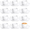 Maxdot 12 Set 2.7 OZ Porcelain Espresso Cups and Saucers White