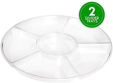 Plasticpro 6 Sectional Round Plastic Serving Tray/Platters Clear Pack