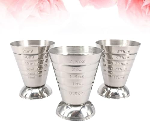 75ml Stainless Steel Jigger Cup Set of 3 for Measuring Liquids