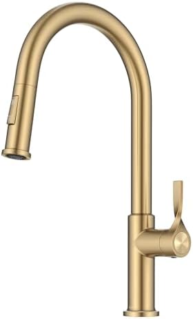 KRAUS Spot Free Brushed Brass Pull Down Kitchen Faucet KPF-2840SFBB