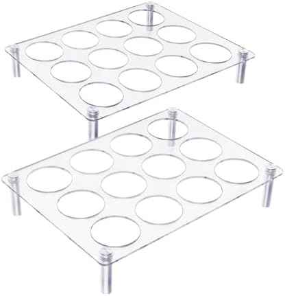 2 pack K Cup Drawer Organizer, Acrylic 12 Slots Flat Countertop Coffee Pod Holder, Clear K Cup Organizer Tray for Office & Kitchen