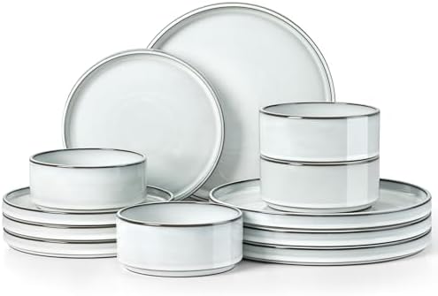 Herogo 12 Pieces Stoneware Dinnerware Set for 4, Ceramic Dinner