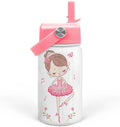 SANDJEST Ballet Water Bottle - Kids Water Bottle with Straw Lid