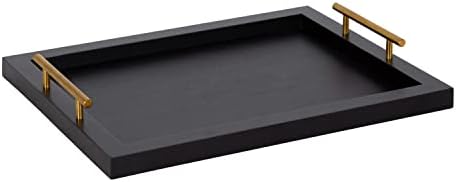 Kate and Laurel Halsey Rectangle Decorative Wooden Tray with Polished