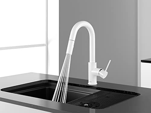 AguaStella AS59W White Bar Faucet with Pull-Down Sprayer