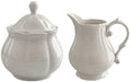 WAIT FLY Vintage Embossed Ceramic Creamer and Sugar Bowl Set, Cream
