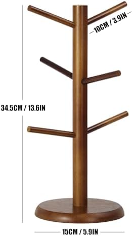 Mug Holder Tree with 6 Hooks (Brown)