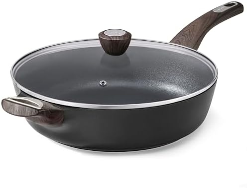 SENSARTE Nonstick Frying Pan Skillet with Lid, 12 Inch Large Deep