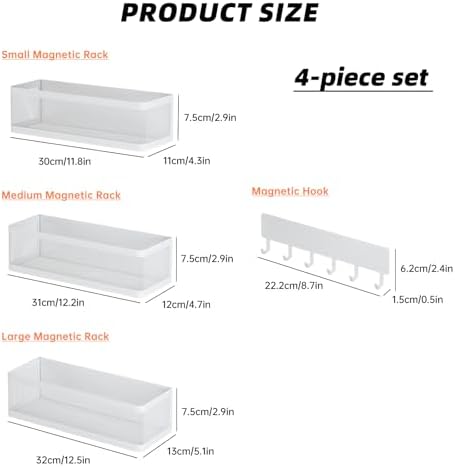 4 Pack Magnetic Baskets with Hook Rack