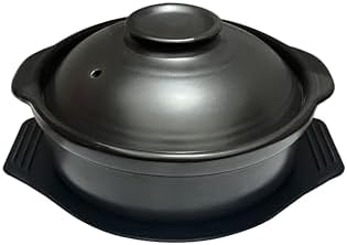 Black Stoneware Casserole Clay Pot With Lid And Tray For Soup, Bakeand