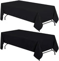 WEALUXE Set of 2 Black Rectangle Tablecloth for Tables 8ft