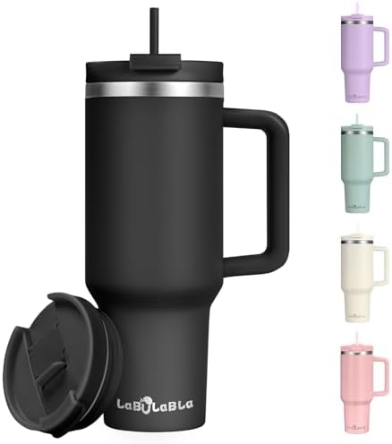 Labulabla 40oz Tumbler with Handle,Double Wall Vacuum Reusable