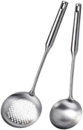 Soup Ladle and Slotted Spoon Set of 2, Stainless Steel Kitchen Utensil