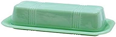 Tablecraft HJ124 Jadeite Glass Collection Butter Dish, 6.75 x 3.25 x