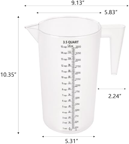 120oz Plastic Measuring Pitcher, 3500ml for Oil, Chemicals & More
