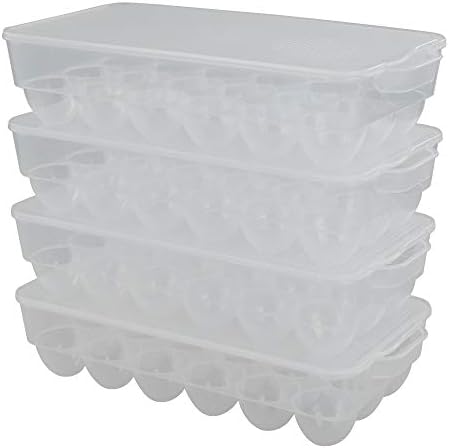 4-Pack Clear Covered Egg Holders for Refrigerator