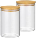 2PCS Glass Storage Jars with Airtight Lids,32 fl oz (950ml) Cute Clear
