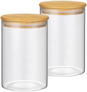 2PCS Glass Storage Jars with Airtight Lids,32 fl oz (950ml) Cute Clear